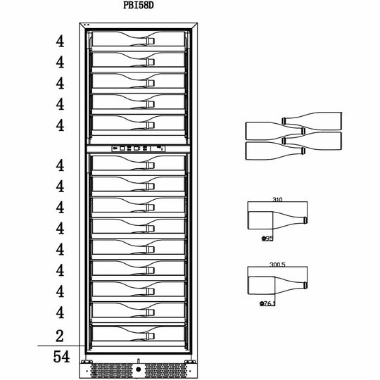 Pevino Wijnklimaatkast | PBI58D-HHBS | 2 zones