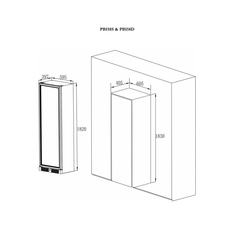 Pevino Wijnklimaatkast | PBI58D-HHBS | 2 zones