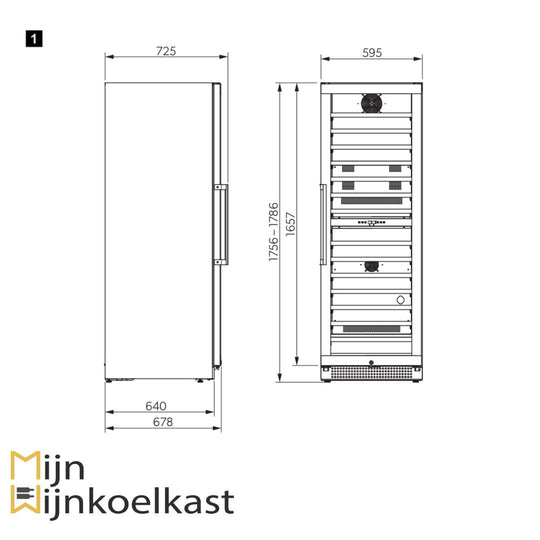 Inbouwtekening Dometic D154F Wijnklimaatkast