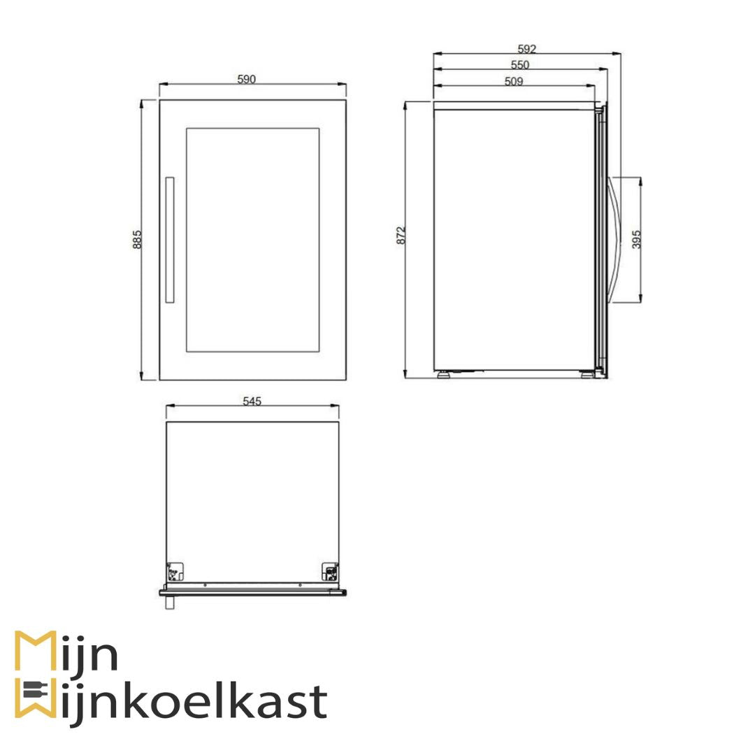 Inbouwtekening Dometic E49FG Wijnklimaatkast