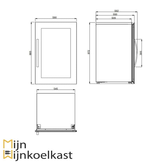 Inbouwtekening Dometic E49FG Wijnklimaatkast