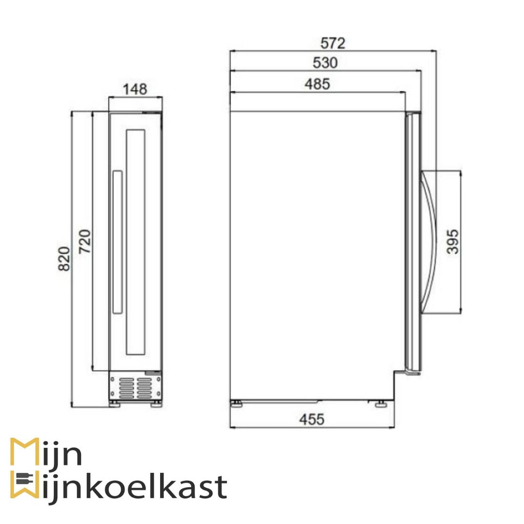 Inbouwtekening Dometic E7FG Wijnklimaatkast