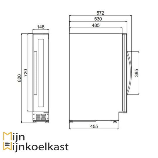 Inbouwtekening Dometic E7FG Wijnklimaatkast