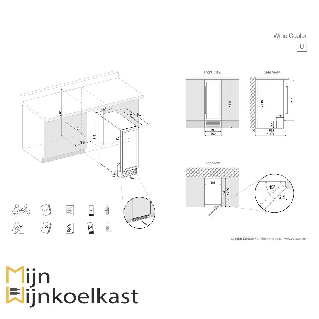 Dunavox Flow-19 Wijnklimaatkast | DAUF-19.58SS | 1 Zone - Elite Wijnkoelkast