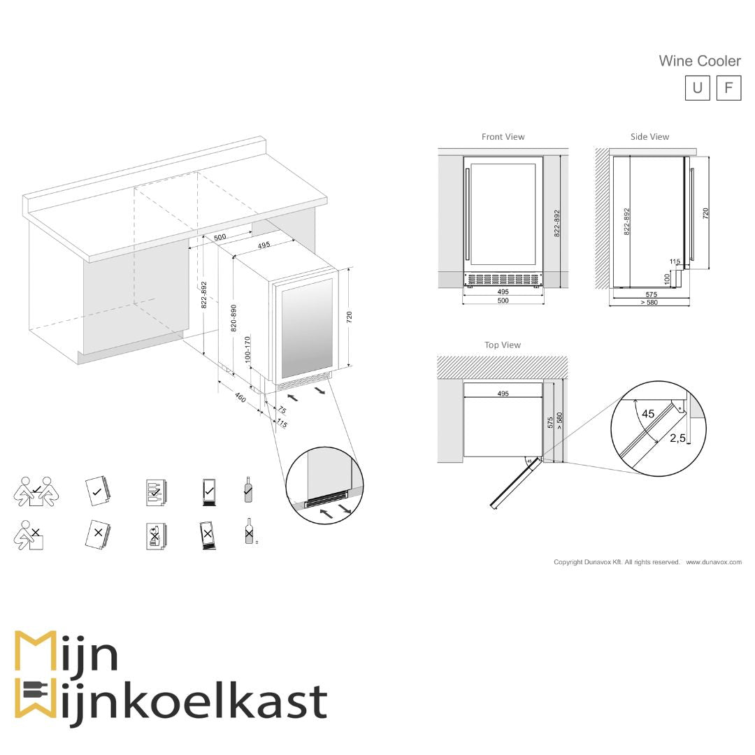 Dunavox Flow-38 Wijnklimaatkast | DAUF-38.100DB.TO | 2 Zones - Elite Wijnkoelkast