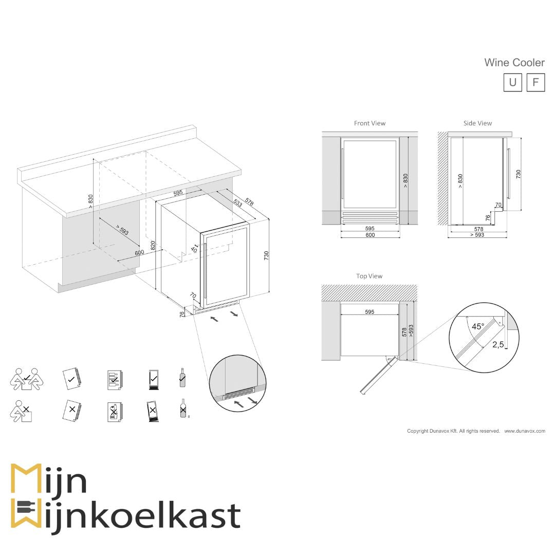 Dunavox Flow-46D Wijnklimaatkast | DAUF-46.145DB | 2 Zones - Elite Wijnkoelkast