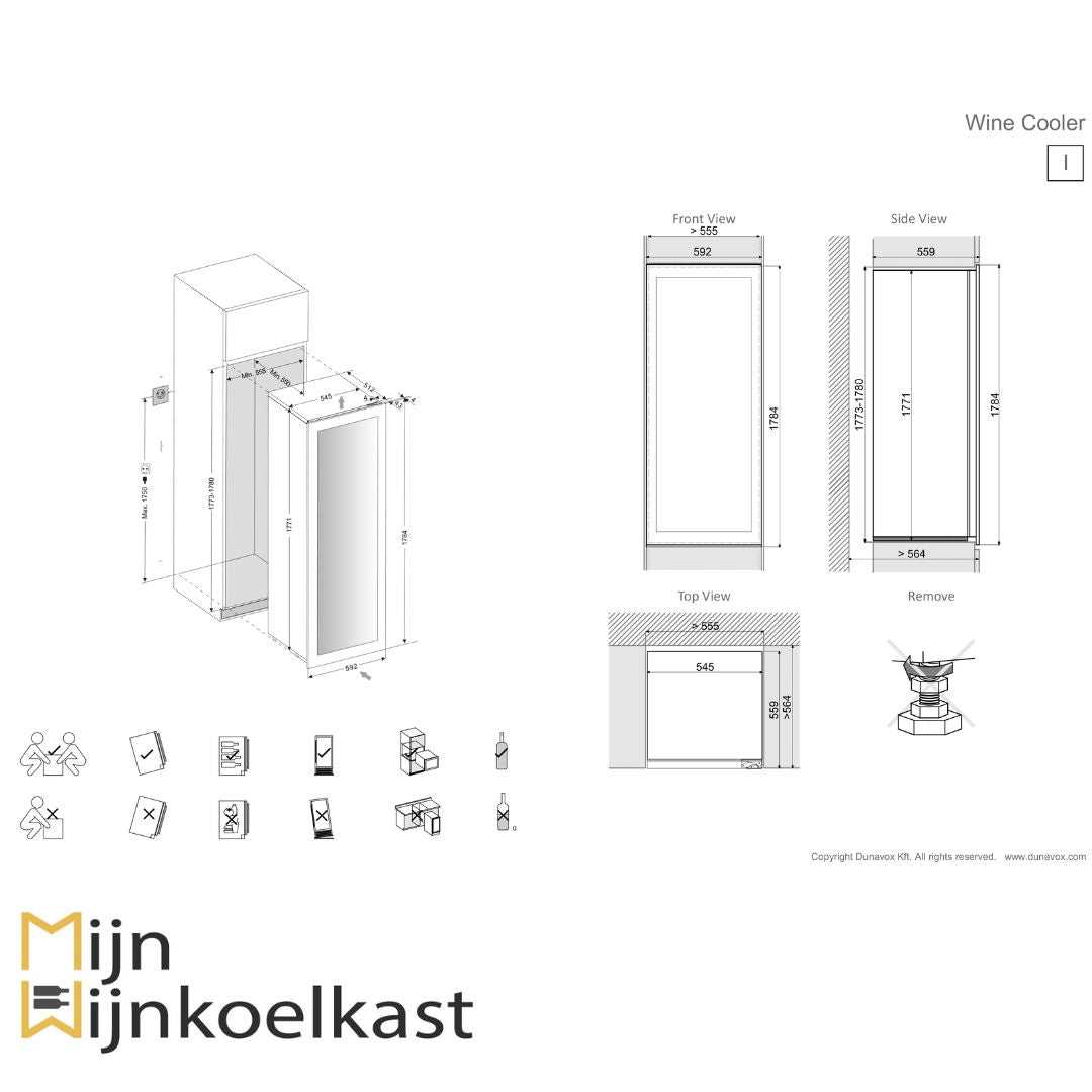 Dunavox Glance-114 Wijnklimaatkast | DAVG-114.288DOP.TO | 2 Zones - Elite Wijnkoelkast