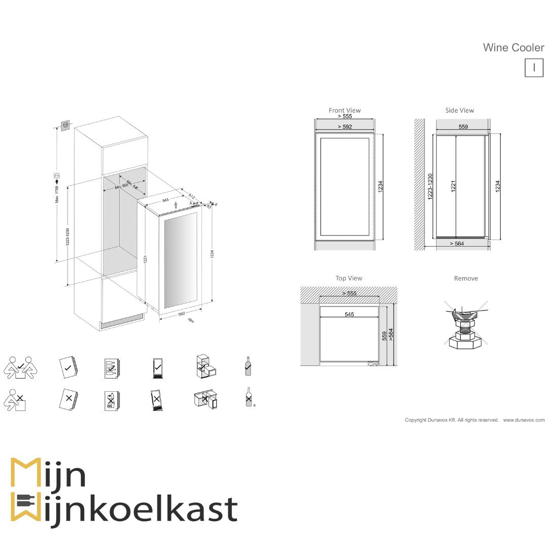 Dunavox Glance-72 Wijnklimaatkast | DAVG-72.185DB.TO | 2 Zones - Elite Wijnkoelkast