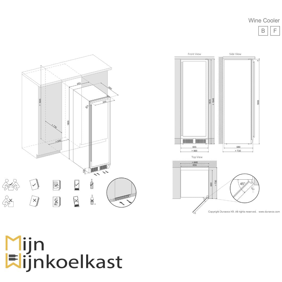 Dunavox Grande-143 Wijnklimaatkast | DX-143.468B | 1 Zone - Elite Wijnkoelkast