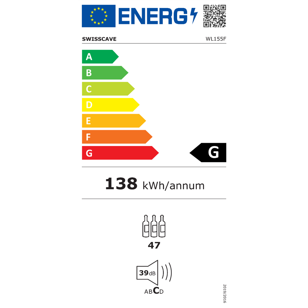 Swisscave Wijnklimaatkast WL155F 1 Zone- Elite Wijnkoelkast